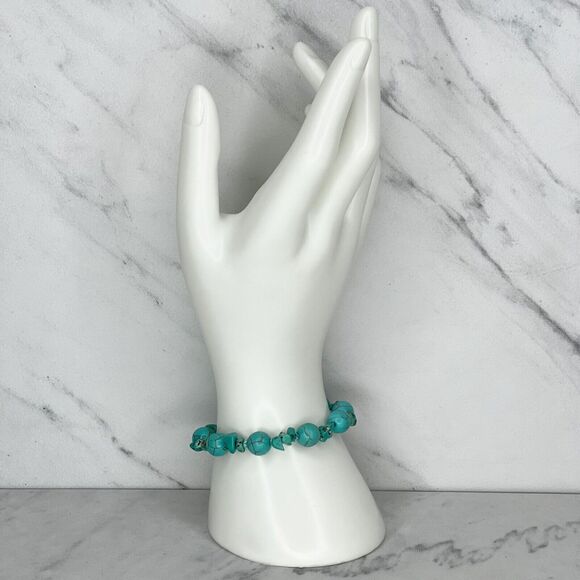 Faux Turquoise Beaded Stretch Bracelet - Picture 2 of 8